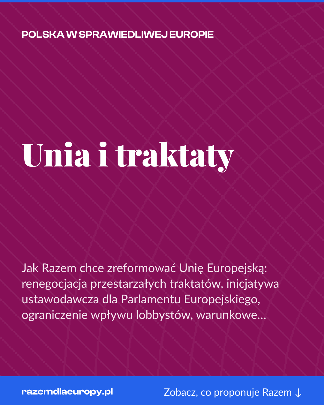 Grafika pionowa do udostępnienia: Unia i traktaty